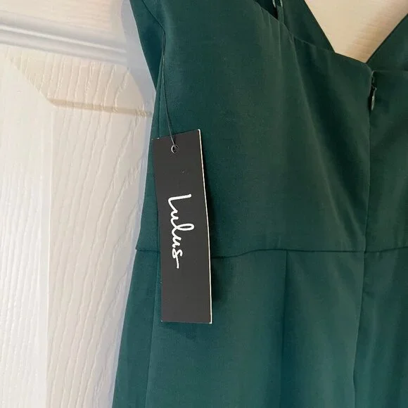 Lulus Dark Green Reinette Midi High Low Wrap Dress size Small Wedding Guest - Picture 8 of 10